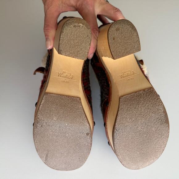 Woolrich Anthropologie Artist Wool and Shearling Wood Sole Heeled Boots sz 8‎ - Picture 10 of 10